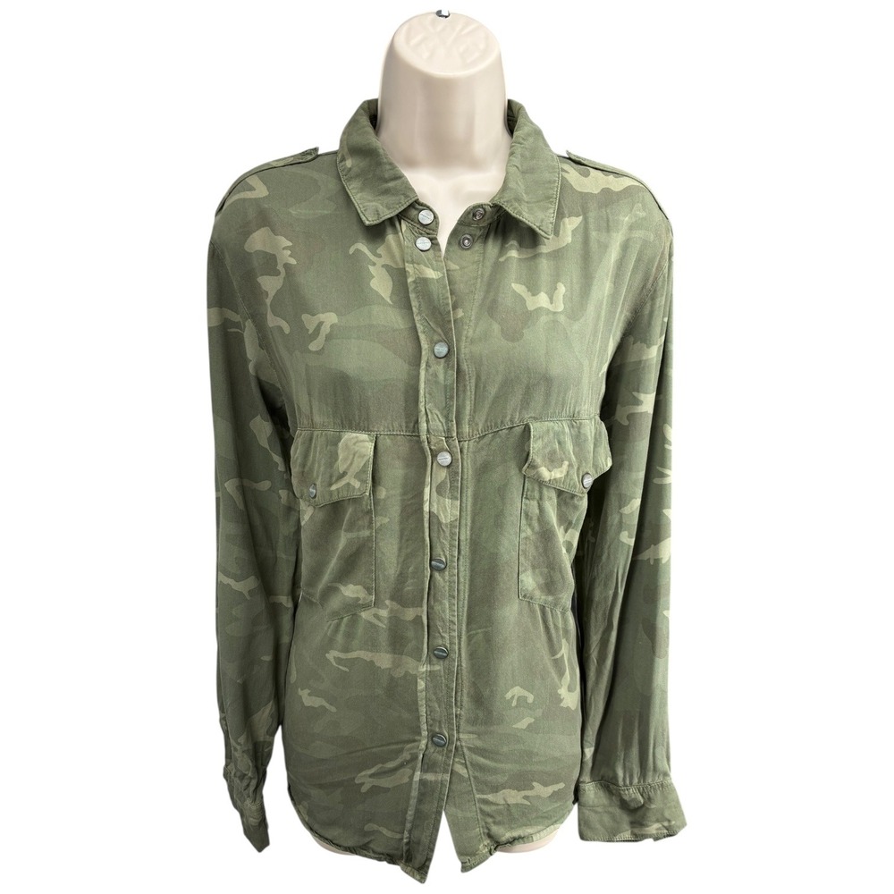 Sanctuary Camo‎ Boyfriend Shirt Utility Button Down Roll Tab Sleeves Sz S